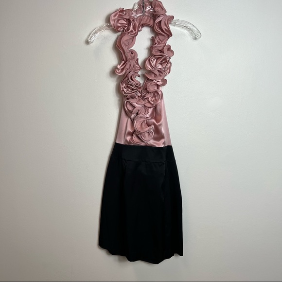 bebe Dresses & Skirts - GORGEOUS BEBE ROSETTE HALTER DRESS SIZE M